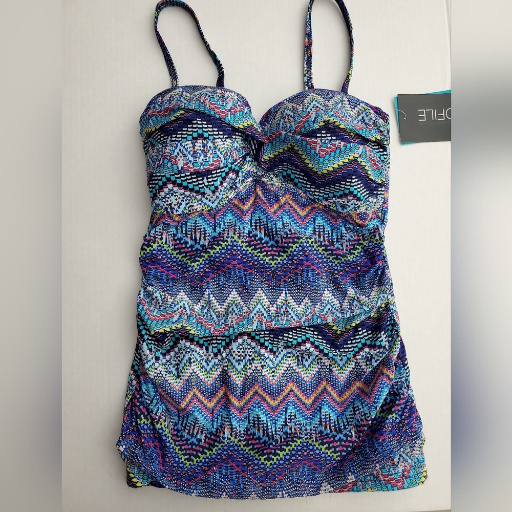 Profile By Gottex Multicolored Tankini Swimsuit Top